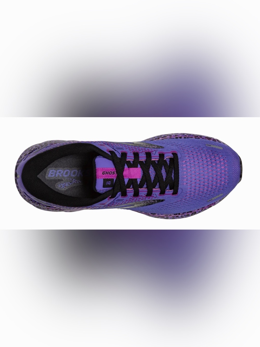 Brooks Womens Ghost 14 Running Shoes Size 6.5 Purple Leopard Print 1203561B578 - Picture 2 of 12